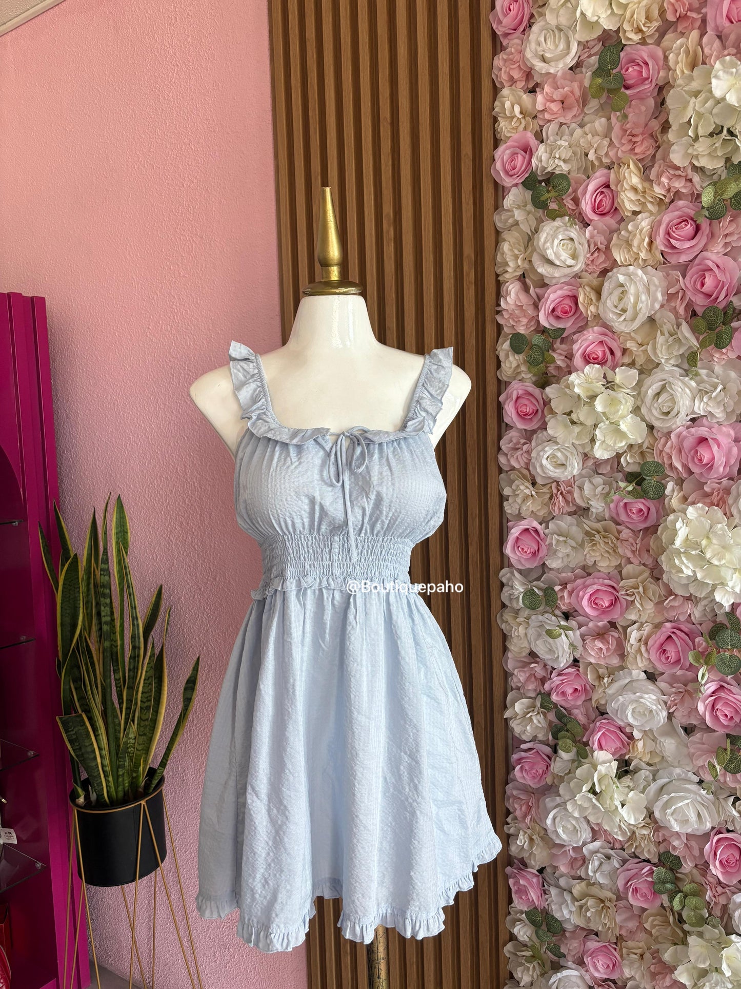 VESTIDO CASUAL SIN MANGAS COLOR CELESTE