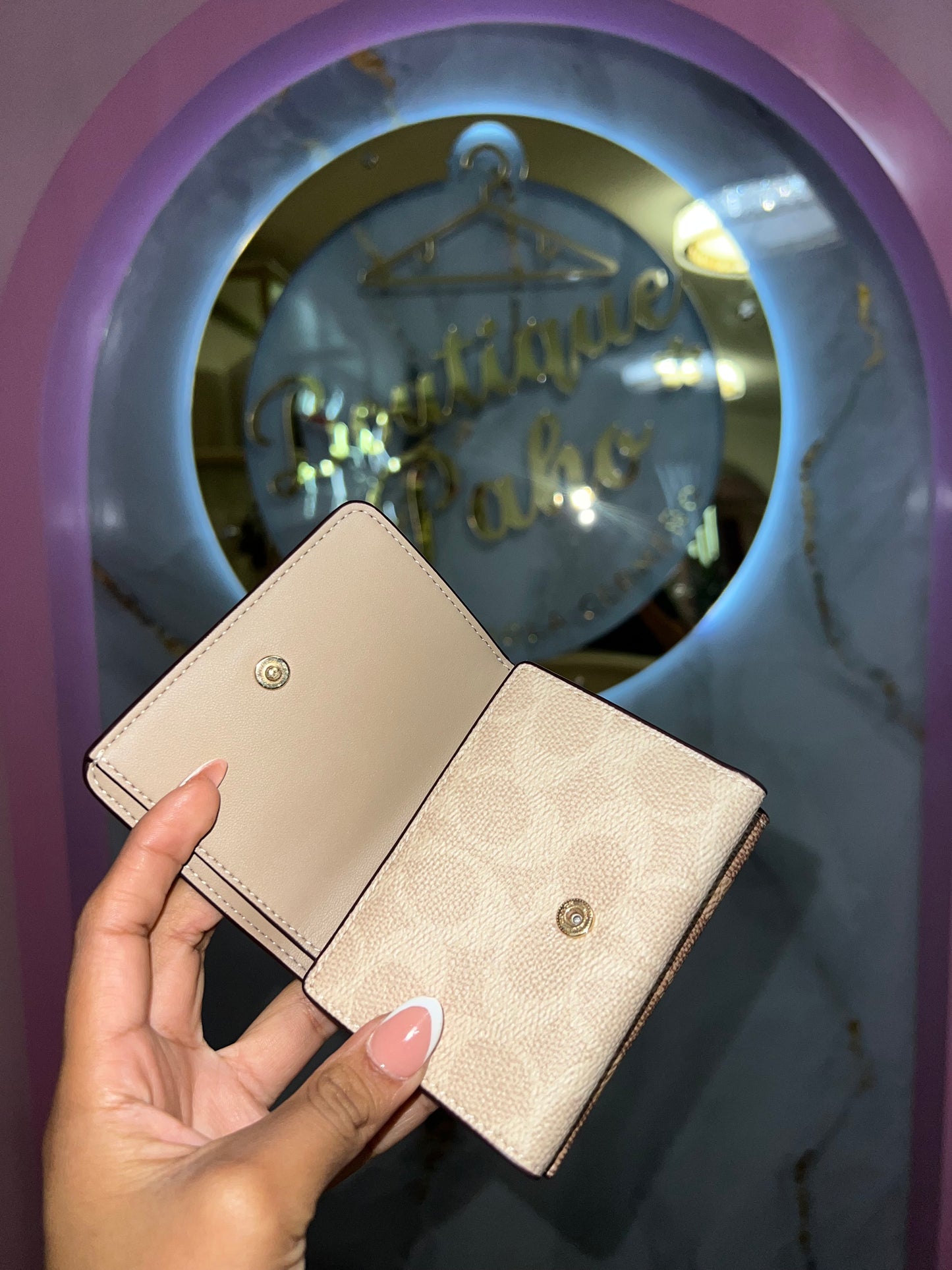 BILLETERA +TARJETERO BEIGE ORIGINAL