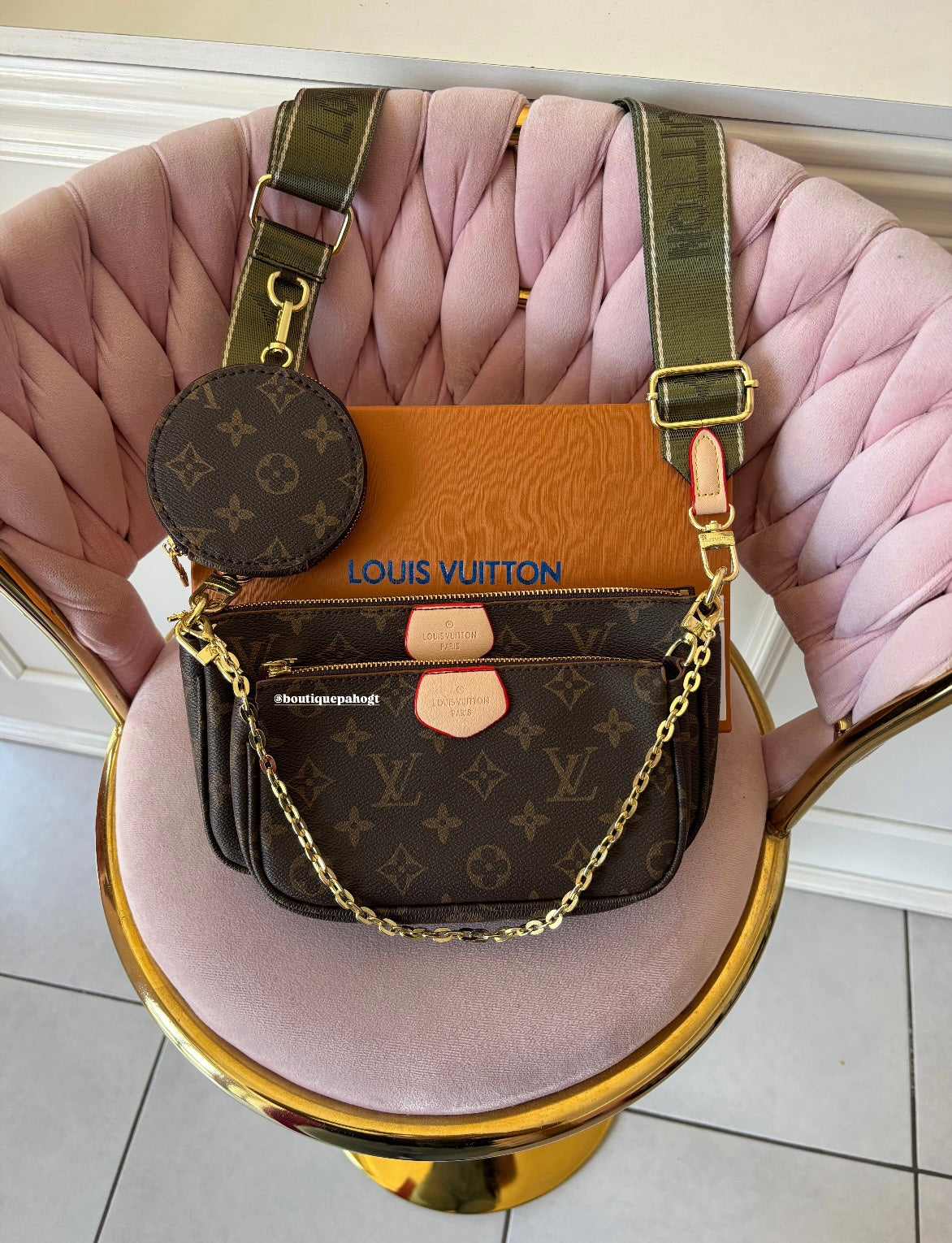 BOLSO LV CORREA VERDE DUPE