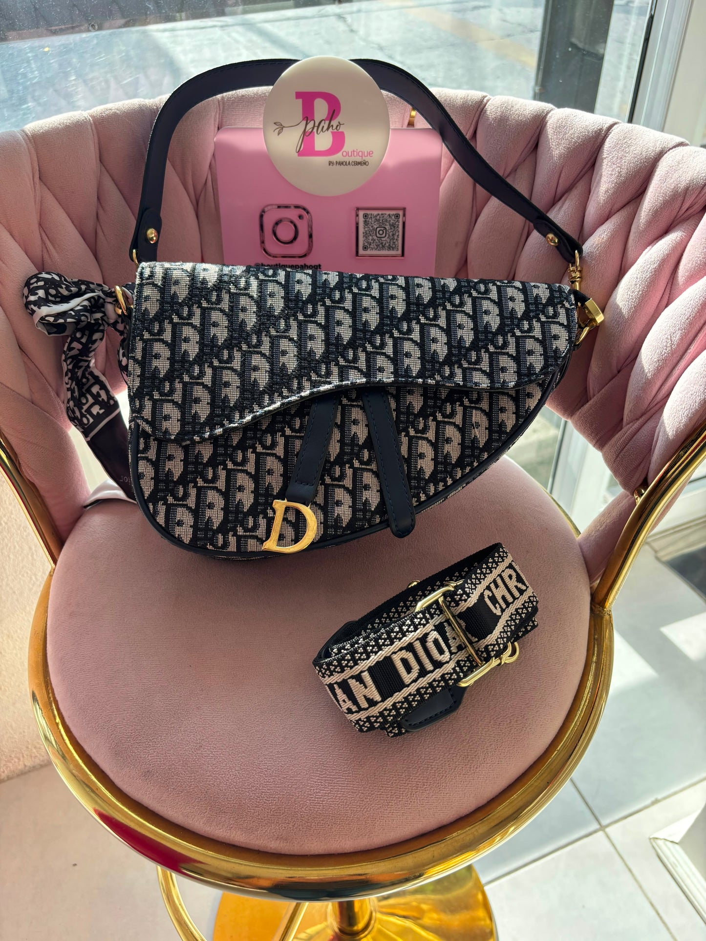 RIÑONERA DIOR AZUL CON STRAP GRUESO DUPE