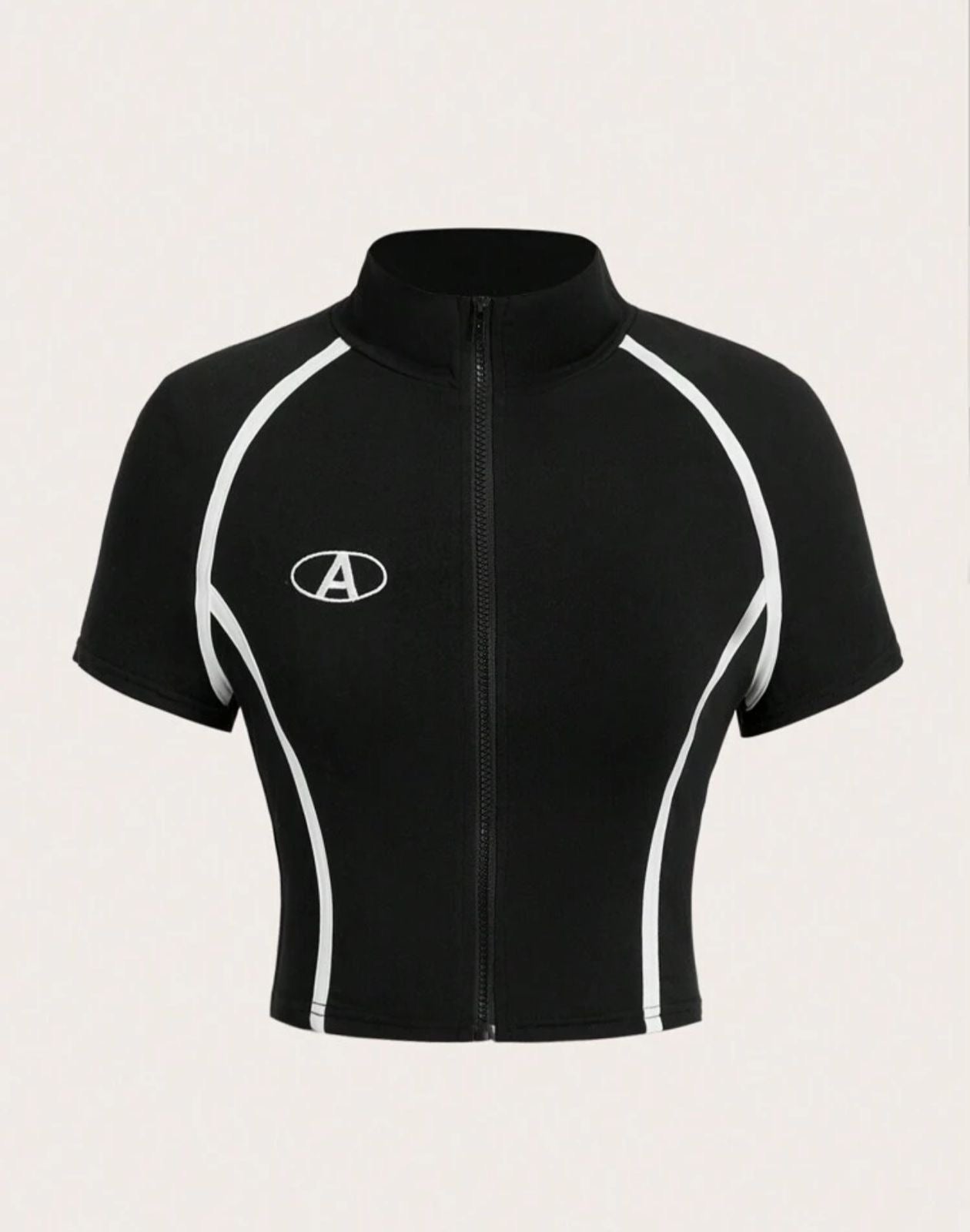 BLUSA NEGRA CON FRANJAS BLANCAS