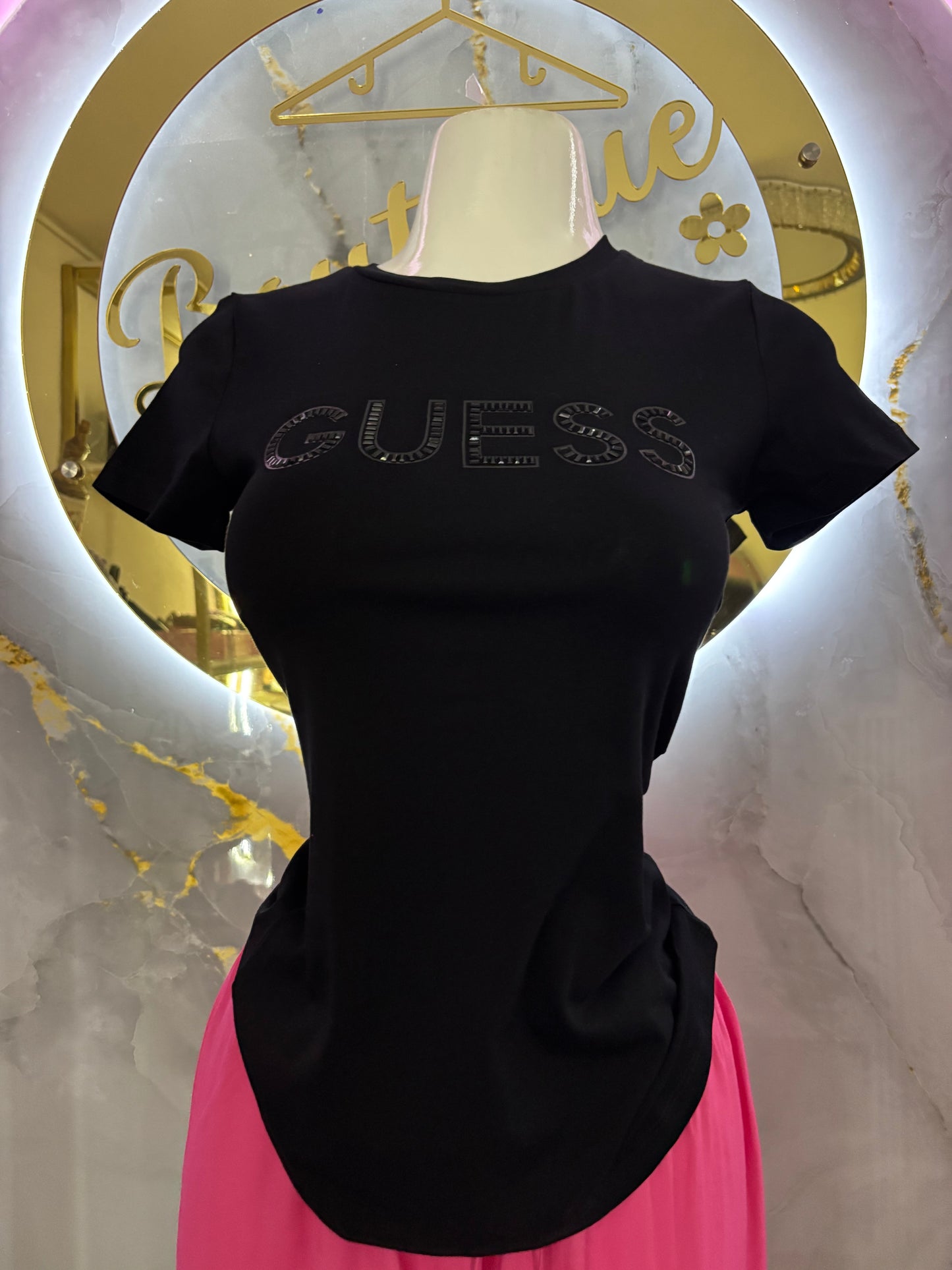 BLUSA GUESS ORIGINAL NEGRA PERLAS