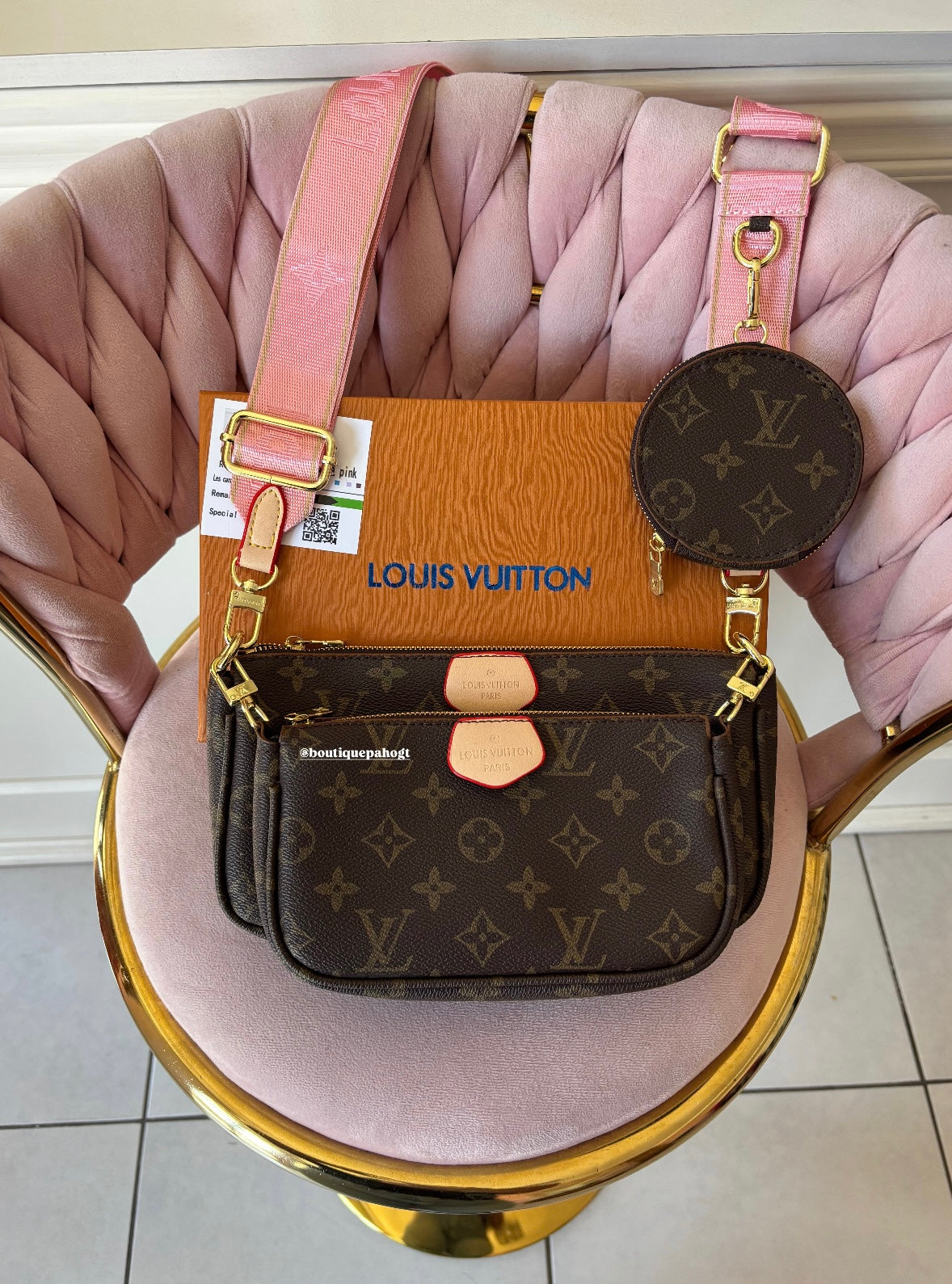 BOLSO LV CORREA ROSA DUPE