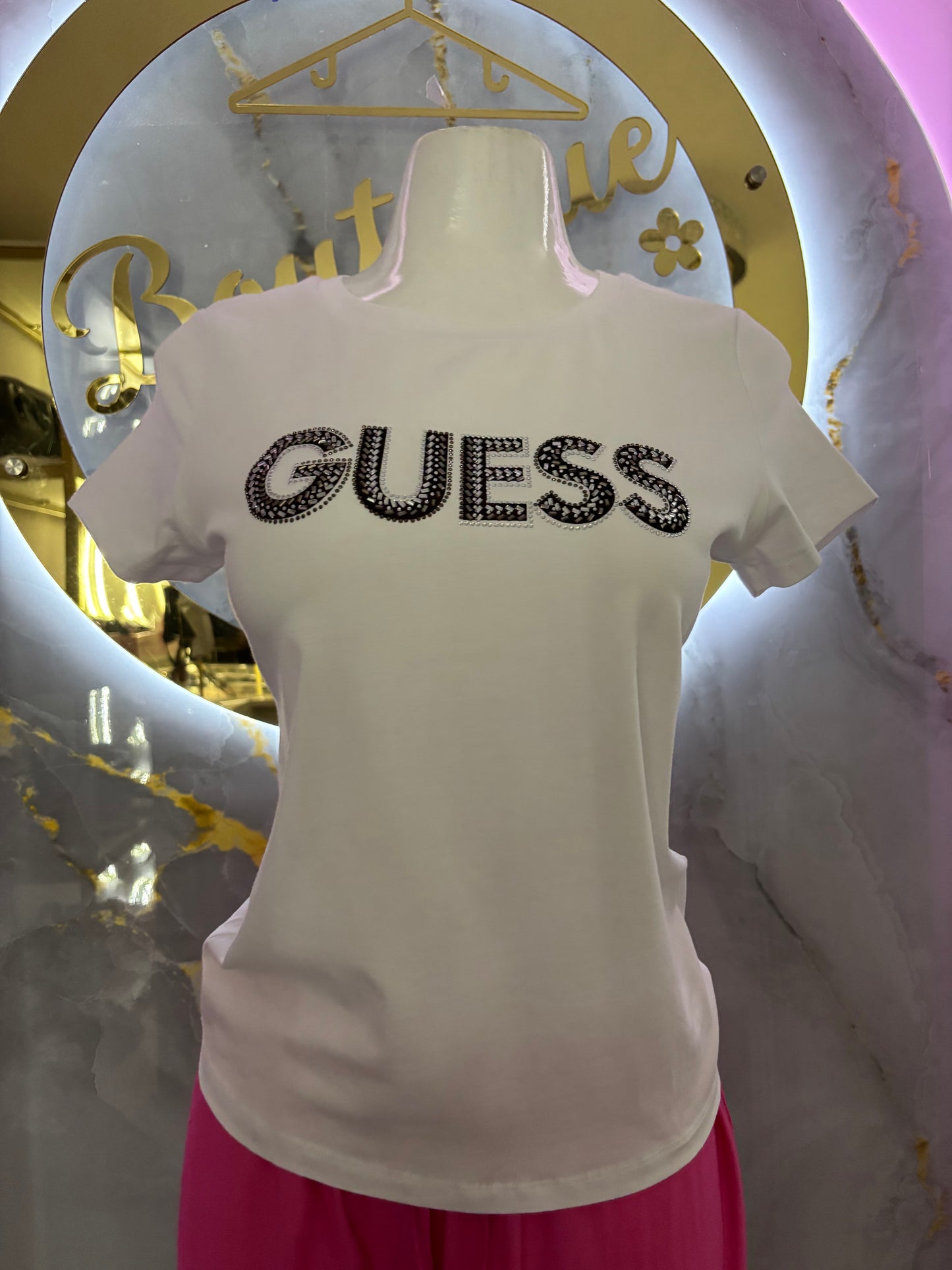 BLUSA GUESS ORIGINAL BLANCA PERLAS