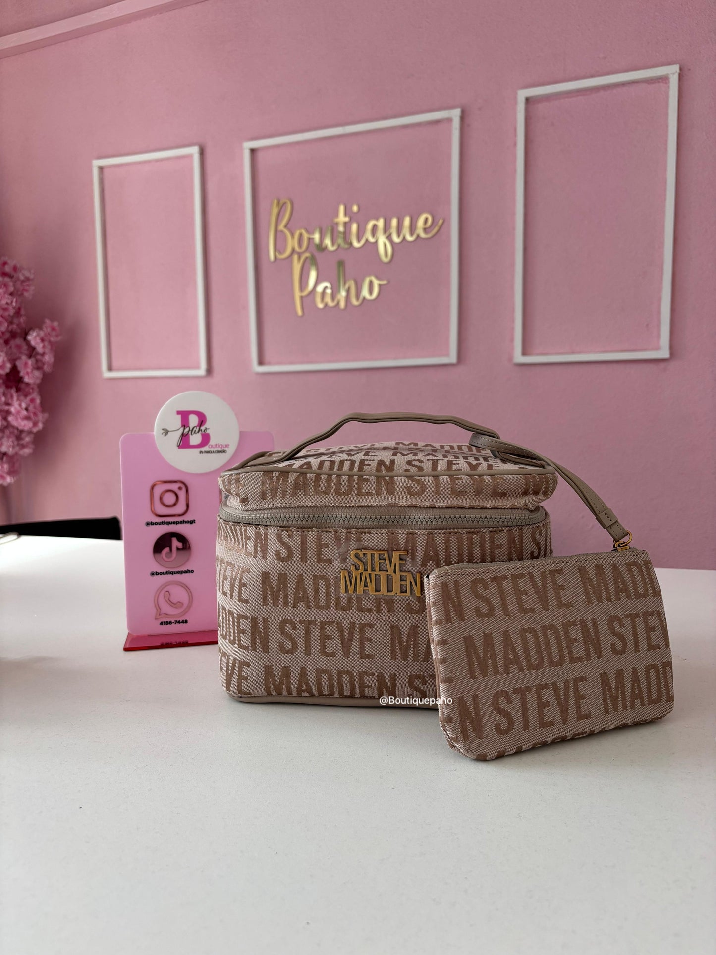 COSMETIQUERA STEVE MADDEN KHAKI CON MONEDERO ORIGINAL
