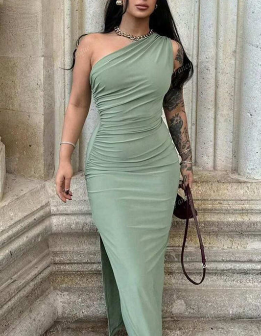 VESTIDO LARGO COLOR VERDE