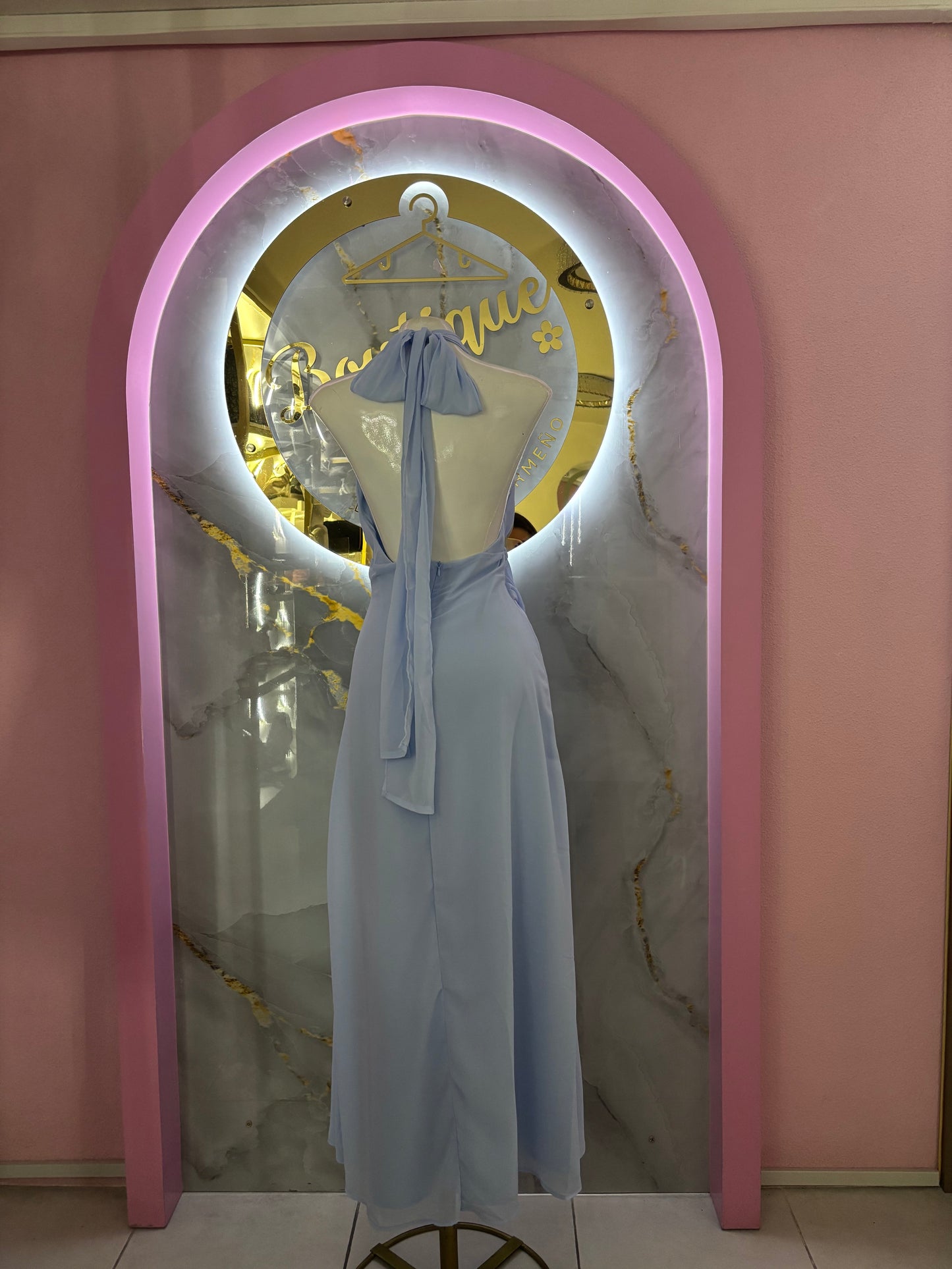 VESTIDO LARGO CELESTE