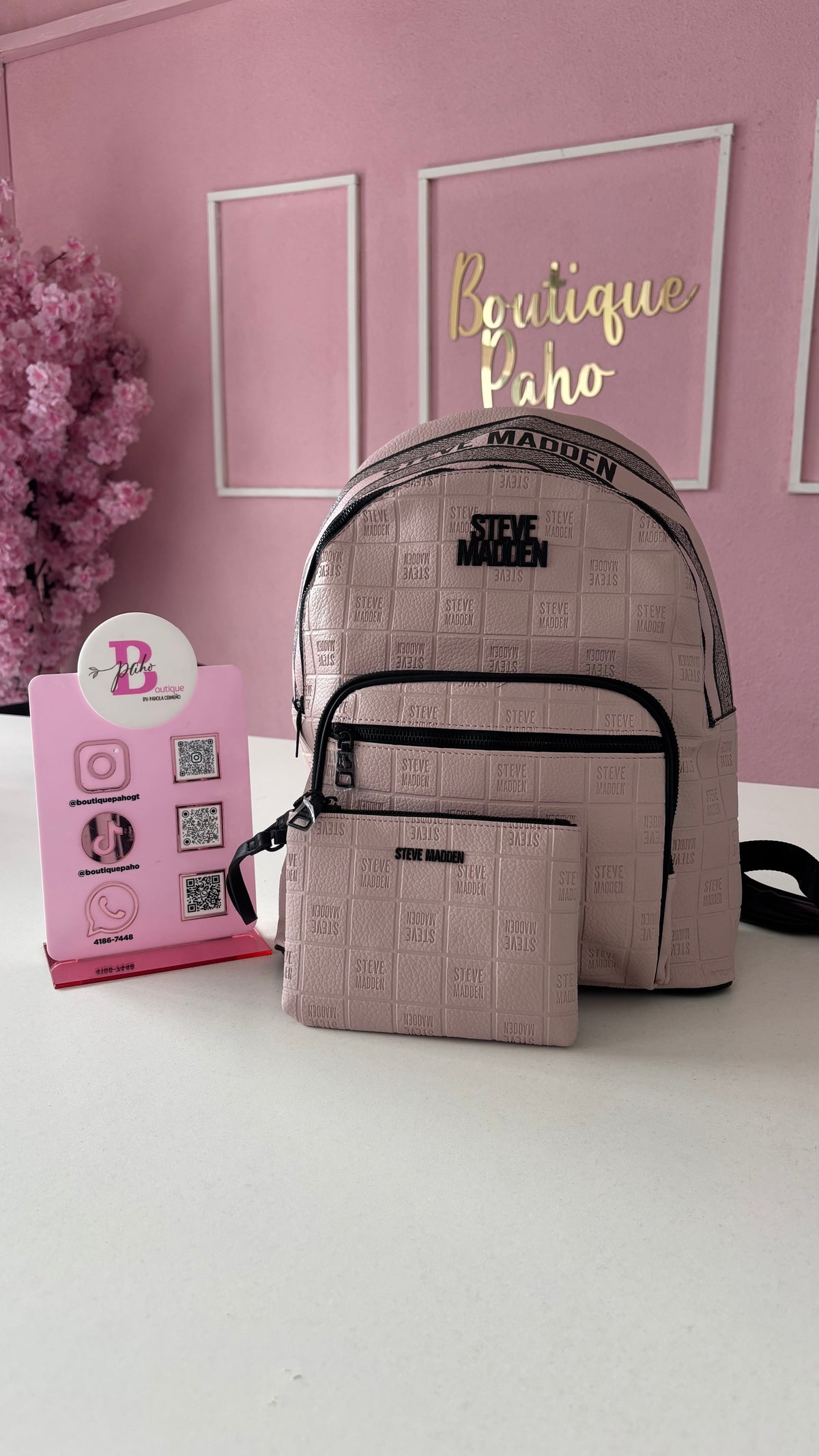 MOCHILA STEVE MADDEN ROSA CON BOLSA PARA PONER LAPTOP ORIGINAL