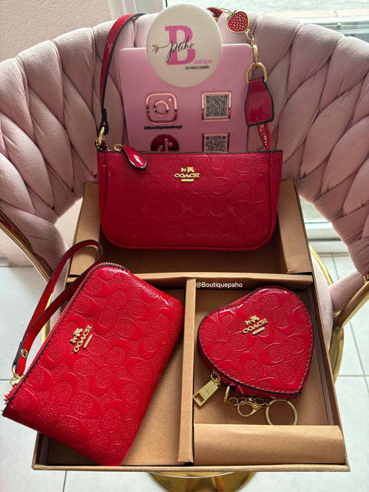 SET DE 3 PIEZAS COACH ROJO