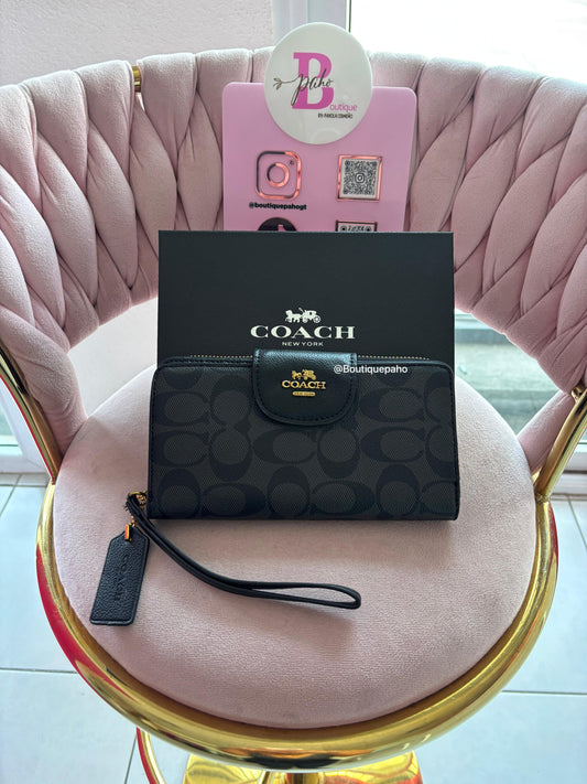 BILLETERA COACH NEGRA LISO