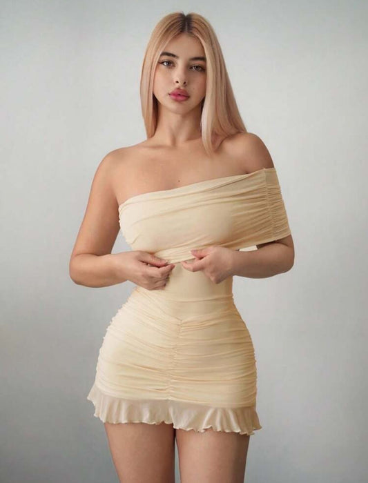 VESTIDO CORTO BEIGE