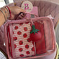 COSMETIQUERAS KIT BLUSH KISS ORIGINAL ROSA CON ROJO