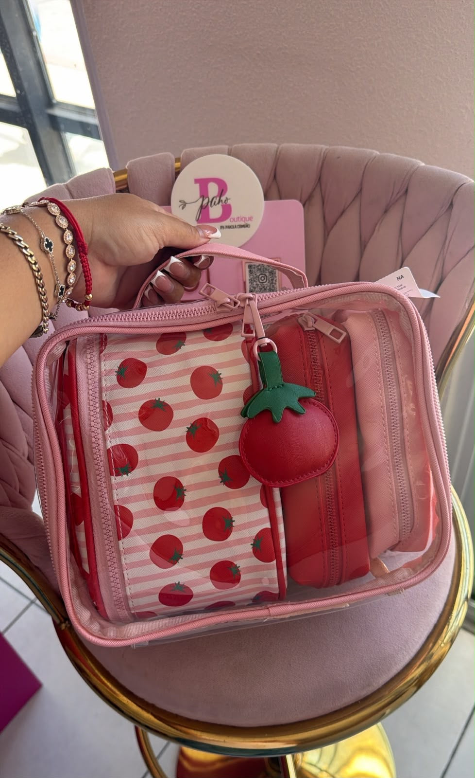 COSMETIQUERAS KIT BLUSH KISS ORIGINAL ROSA CON ROJO