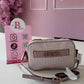 BOLSO CROSSBODY GUESS ROSA LETRAS DORADAS ORIGINAL
