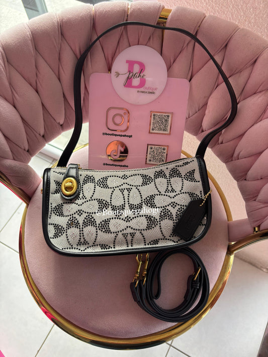 BOLSO COACH NEGRO BRILLOS DUPE