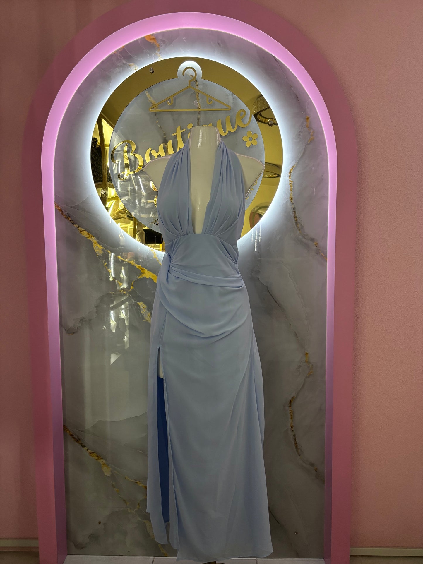 VESTIDO LARGO CELESTE