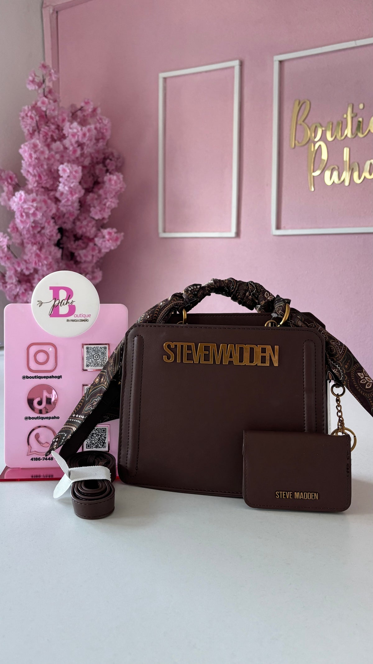 BOLSA CROSSBODY STEVE MADDEN CAFÉ CON PAÑOLETA ORIGINAL