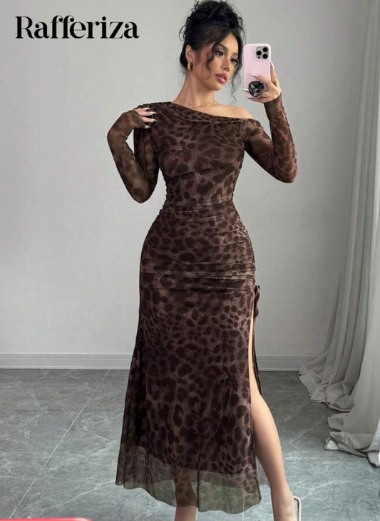 VESTIDO ANIMAL PRINT CON MANGAS