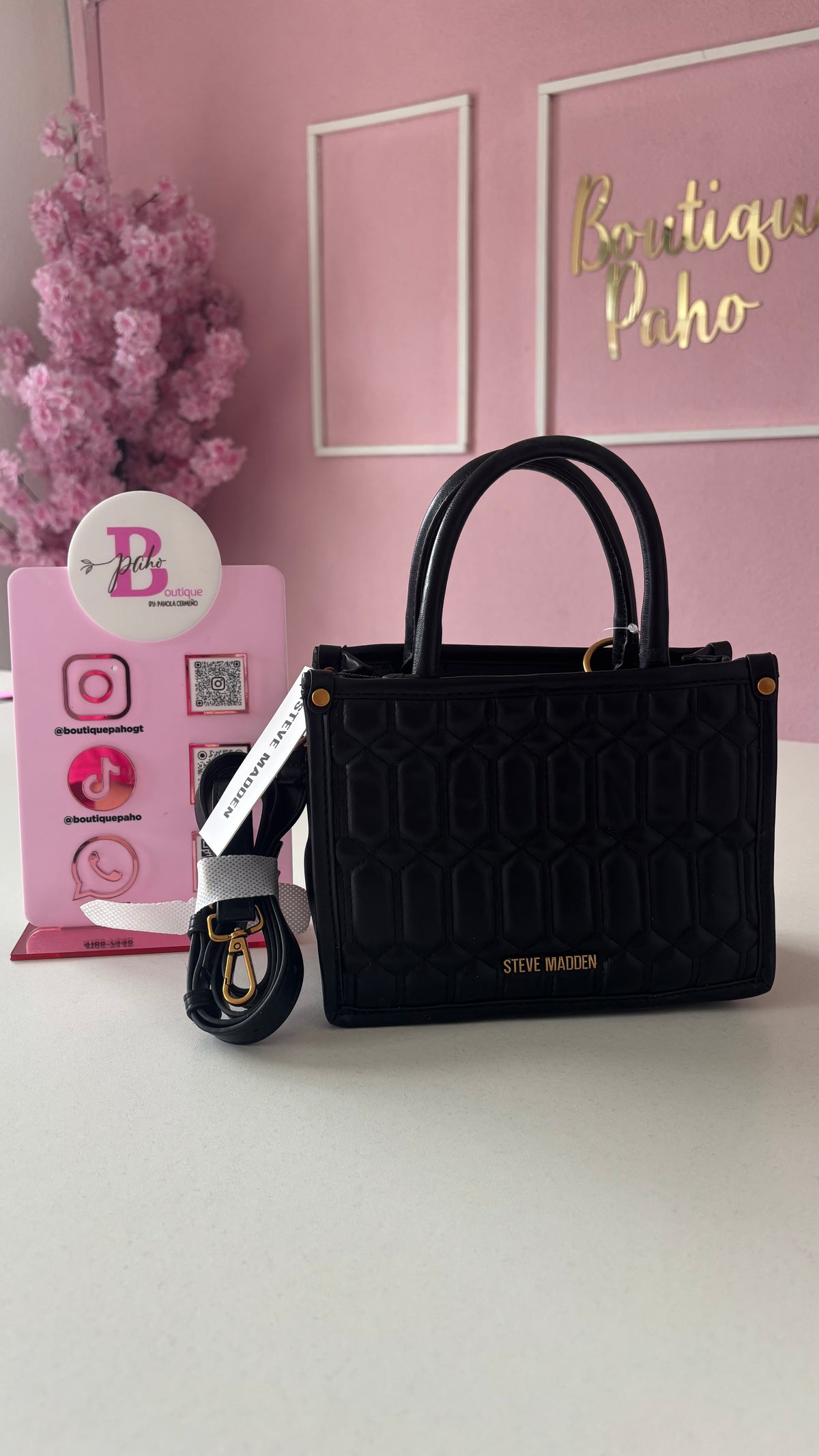 BOLSO NEGRO ACOLCHADO STEVE MADDEN ORIGINAL