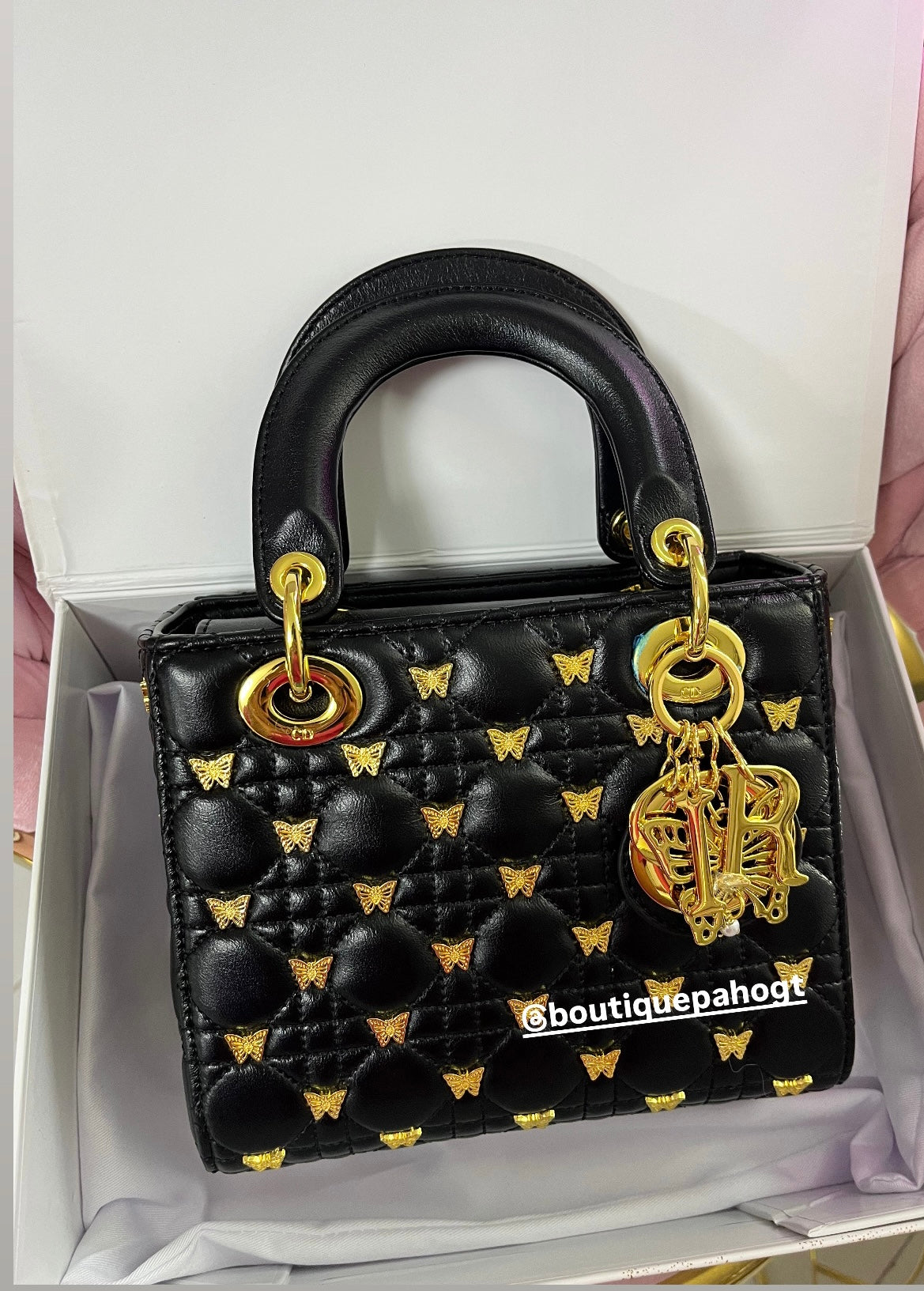 BOLSO DIOR NEGRO CON MARIPOSAS DUPE