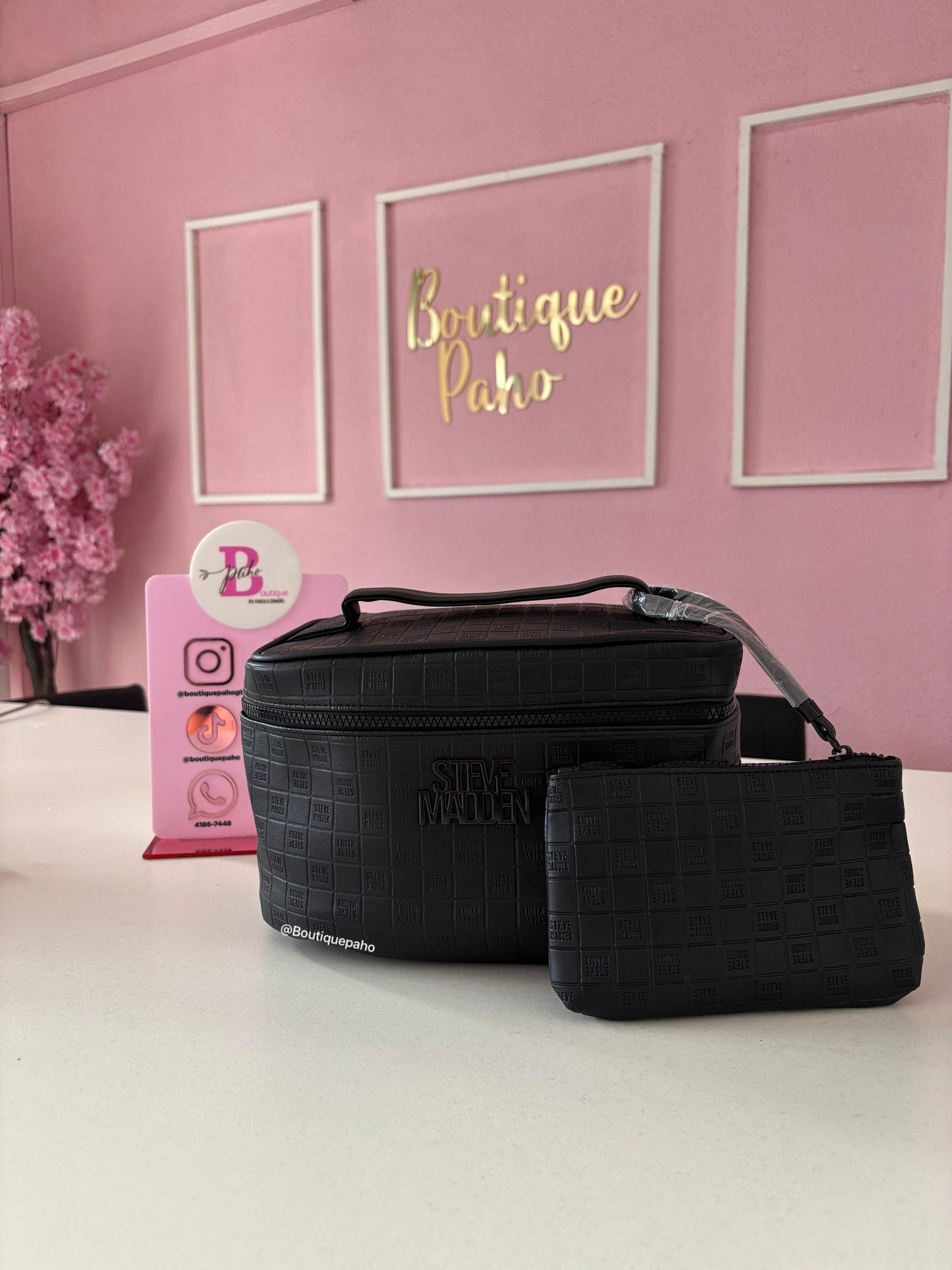 COSMETIQUERA STEVE MADDEN NEGRO CON MONEDERO ORIGINAL