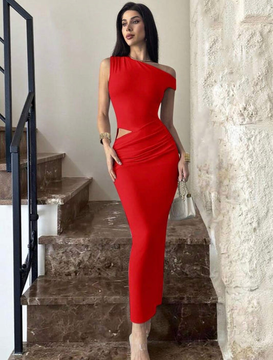 VESTIDO LARGO AJUSTADO ROJO
