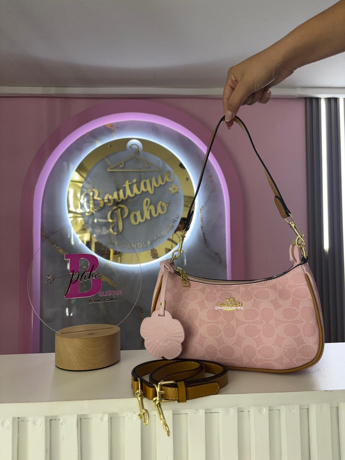 BOLSA COACH ROSA LUNA DOBLE CORREA DUPE
