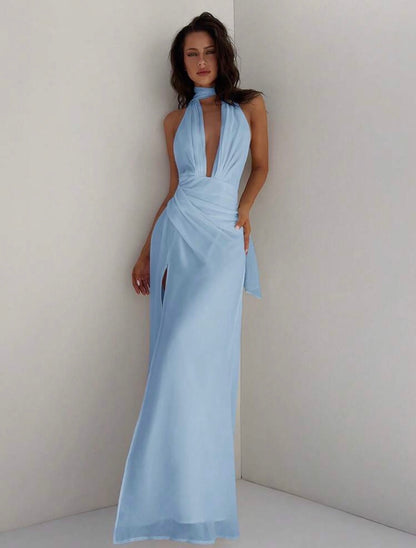 VESTIDO LARGO CELESTE