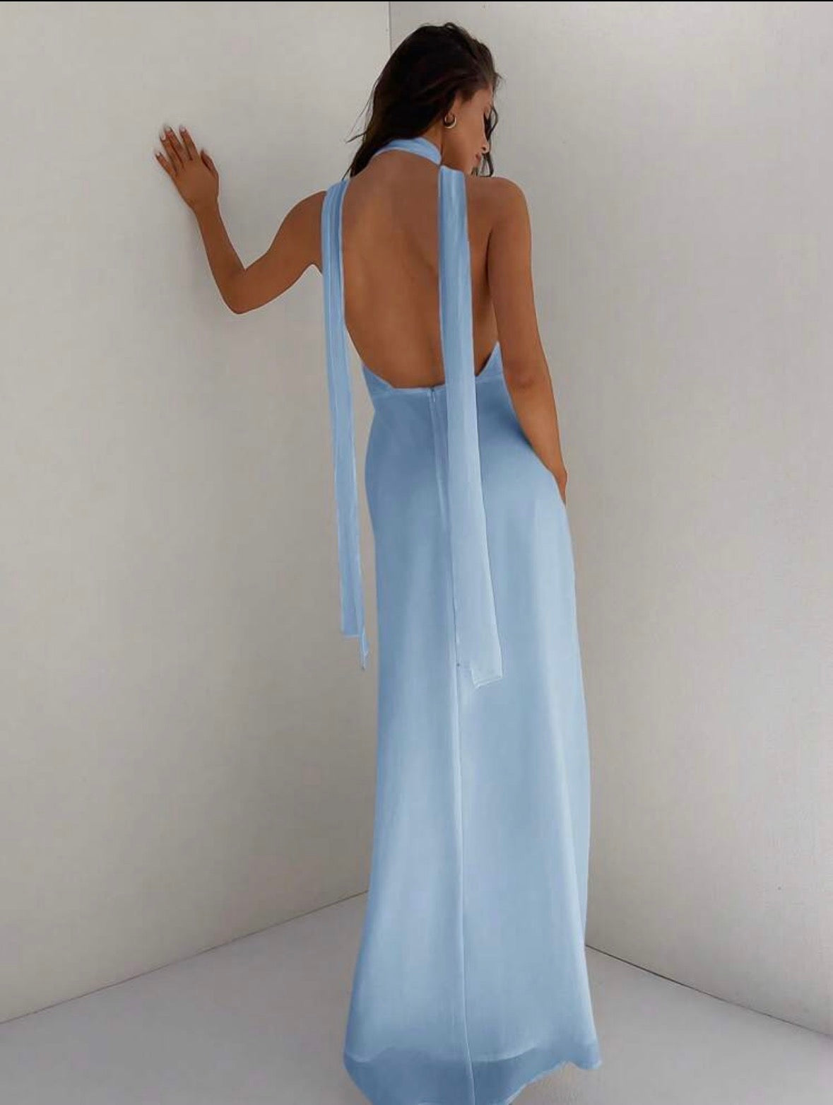 VESTIDO LARGO CELESTE
