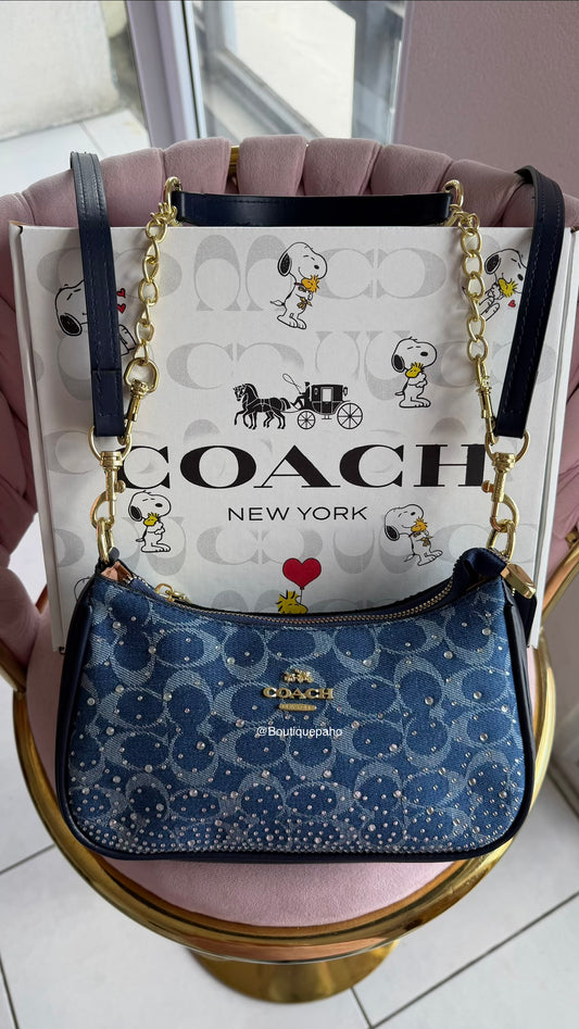 BOLSO MEDIA LUNA TERI AZUL COACH DUPE