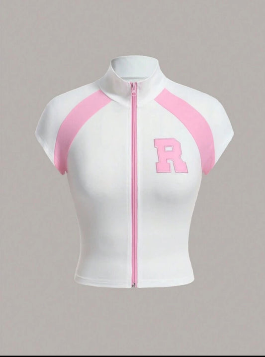 BLUSA BLANCA CON ROSADO