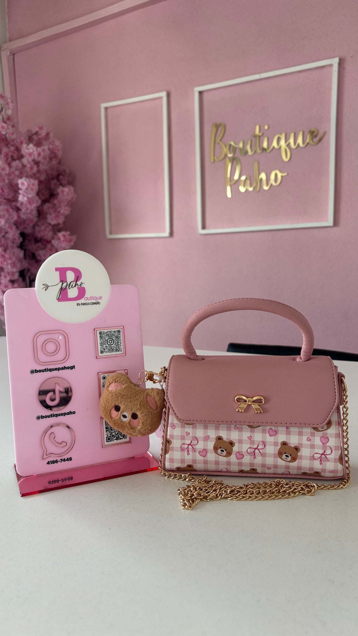 BOLSO MINI CUTE CON OSO BLUSH KISS ORIGINAL