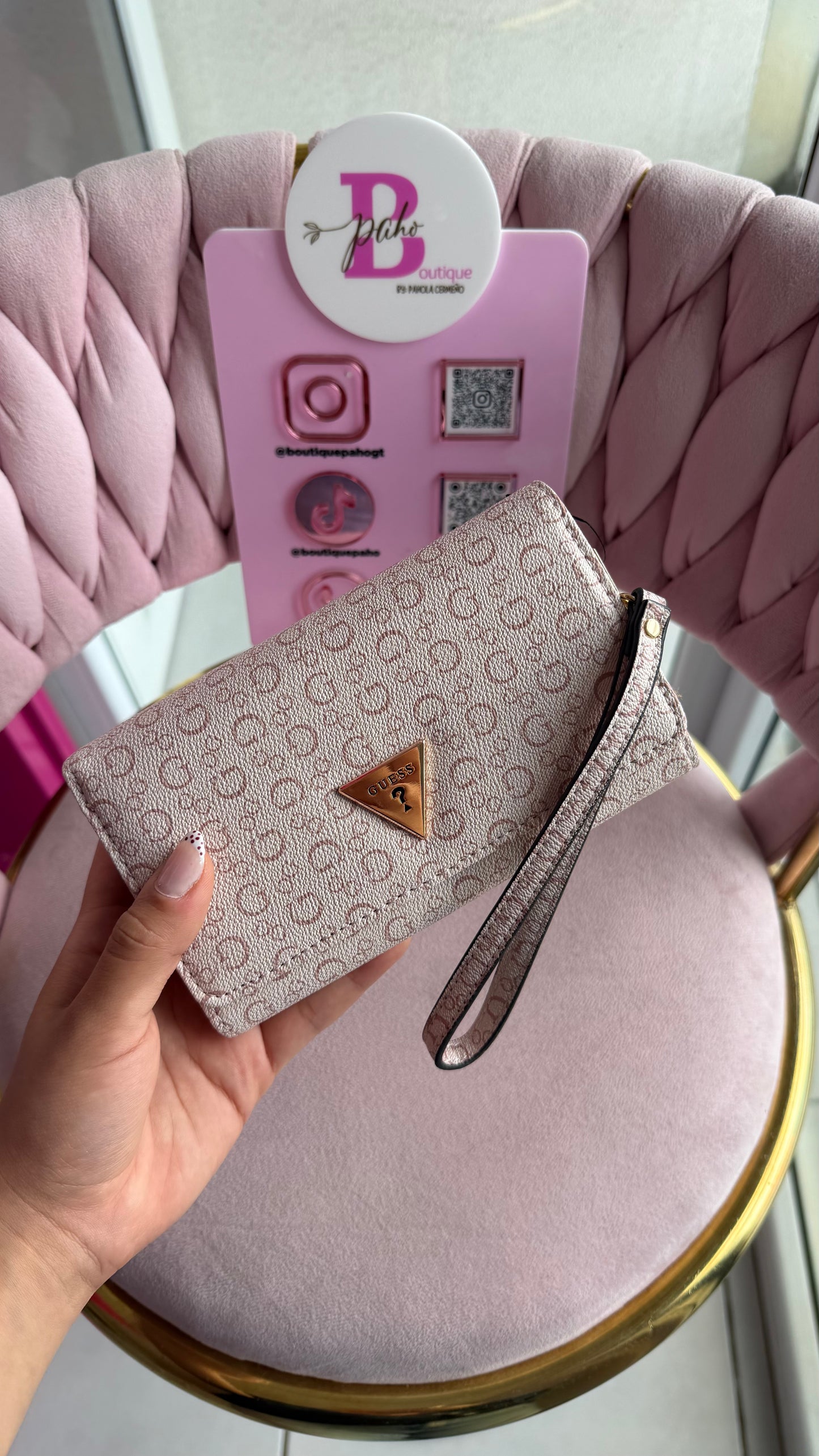 BILLETERA GUESS ROSA CON DORADO ORIGINAL