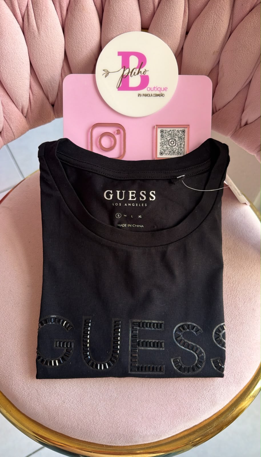 BLUSA GUESS PERLAS NEGRA ORIGINAL