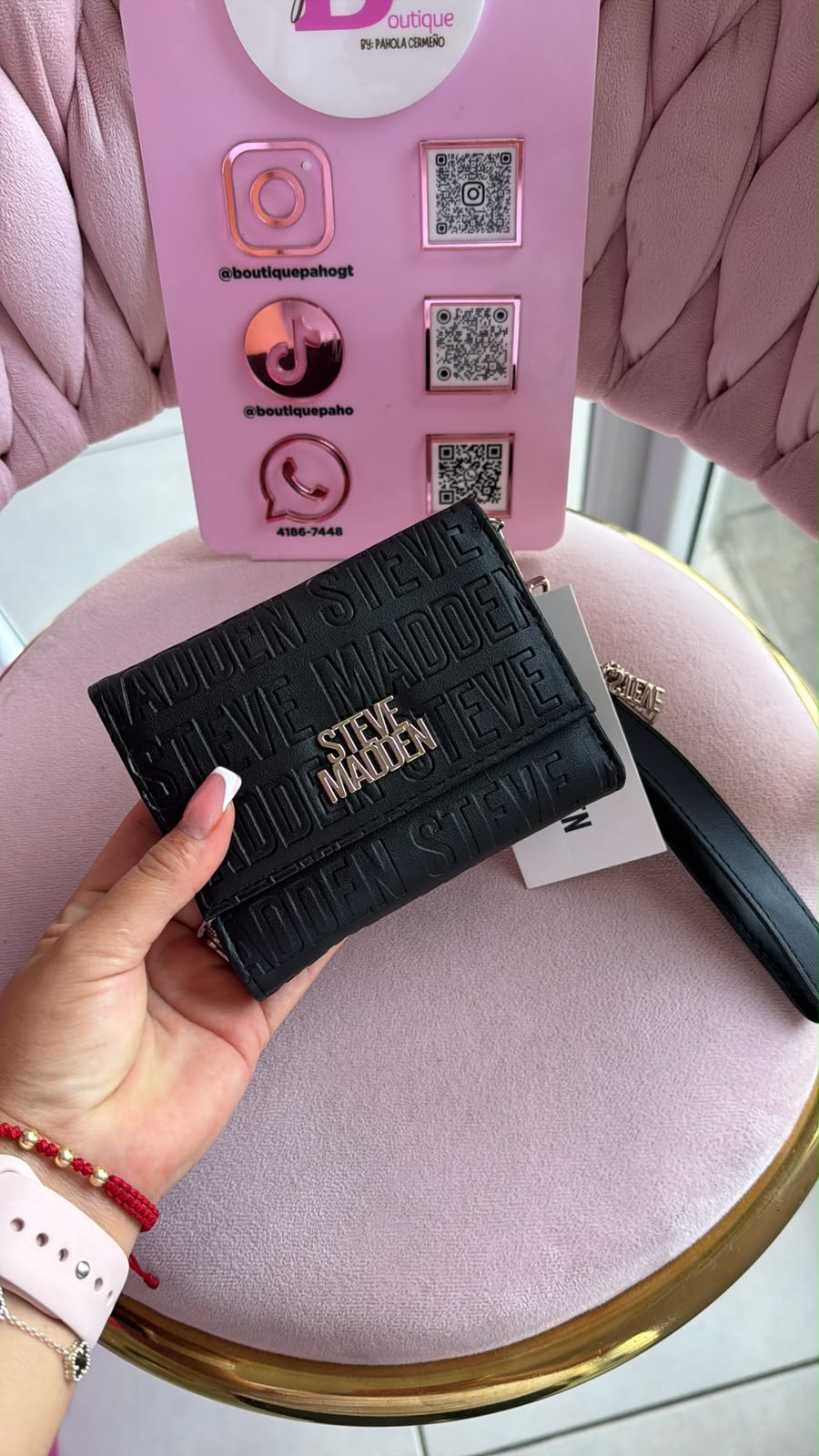 BILLETERA STEVE MADDEN MEDIANA CON TEXTURA NEGRA ORIGINAL